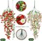 3 Pcs Artificial Hanging Flowers for Outdoors (Red, Pink) 15.74"D x 15.74"W x 29.53"H